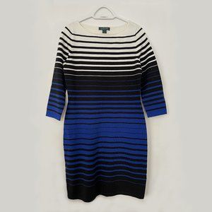 LAUREN RALPH LAUREN WOMEN'S 3/4 SLEEVE STRIPED SWEATER DRESS, size M